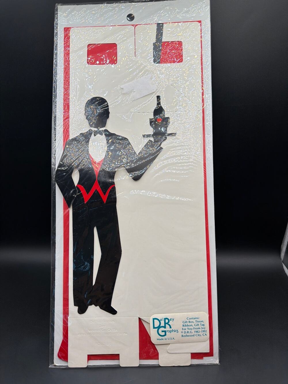 Vintage Del Rey Graphics Wine Bottle Grapes Gift Box Kit NOS 1980s 1990s USA